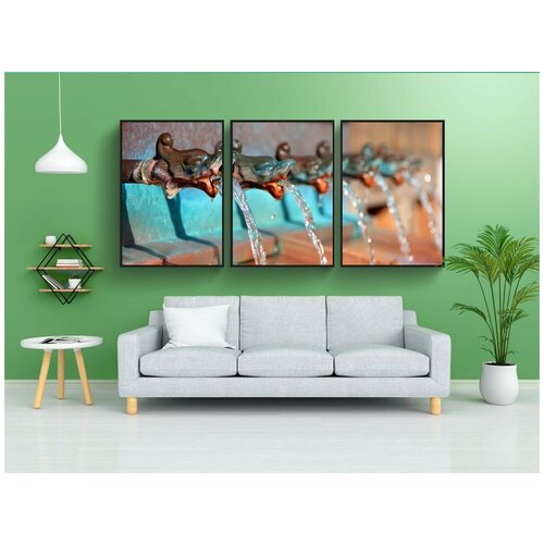 фото Набор модулных постеров для интерьера "вода, фонтан, фонтан воды" 60x90 см. в тубусе, без рамки lotsprints