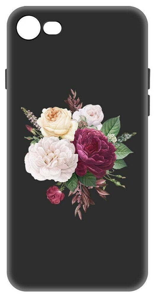 Чехол-накладка Krutoff Soft Case Цветочная композиция для iPhone 7/8 черный