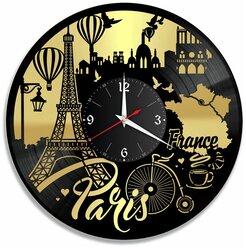 Настенные часы Redlaser город Париж золото, из винила, №6 VC-10486-1