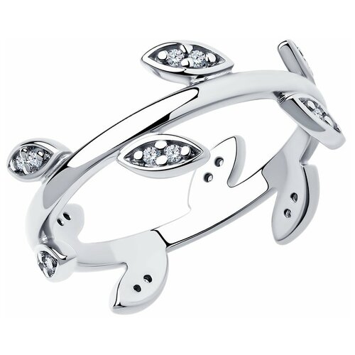 Кольцо Diamant, серебро, 925 проба, родирование, фианит, размер 17.5 кольцо из серебра 95010166 20 5