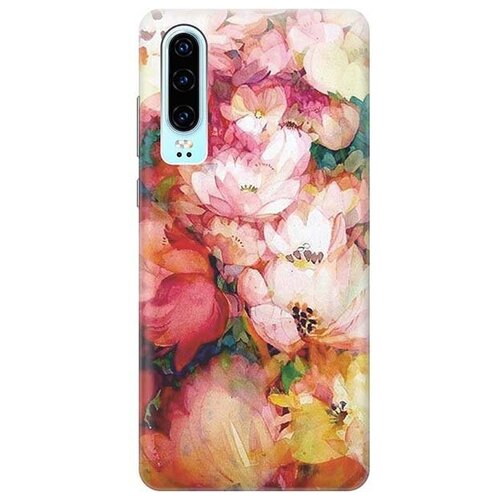 фото Ультратонкий силиконовый чехол-накладка для huawei p30 с принтом "яркие цветы" gosso