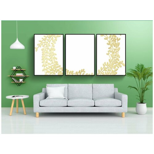 фото Набор модулных постеров для интерьера "золотая фольга, филигранный, дерево жизни" 60x90 см. в тубусе, без рамки lotsprints