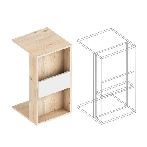 Стол приставной Вариант 2 Велес 350х350х650 (Гаскон пайн/Белый лофт)