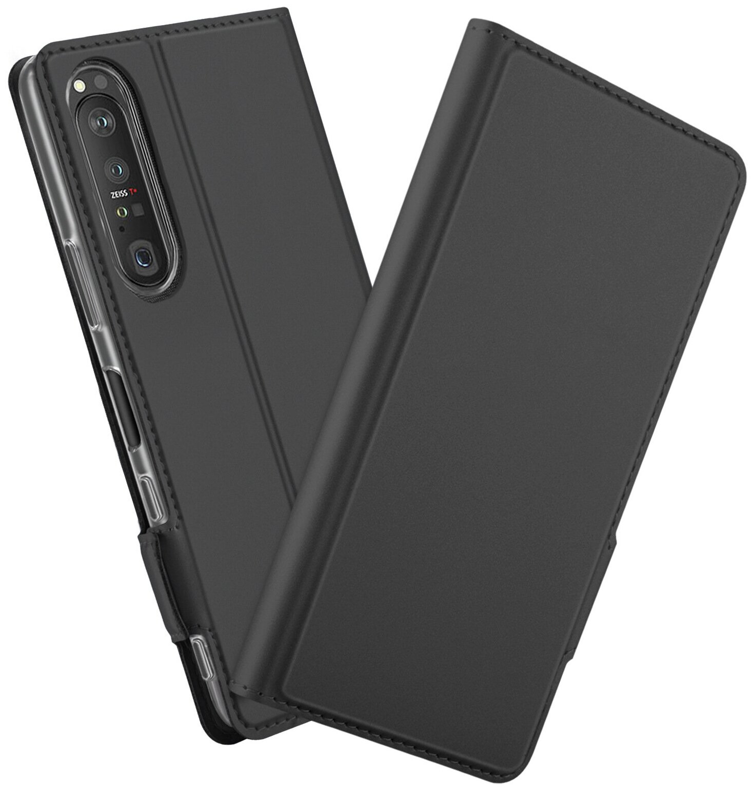 Чехол-книжка MyPads для Sony Xperia 10 III (10-3) водоотталкивающий с мульти-подставкой на жесткой металлической основе черный