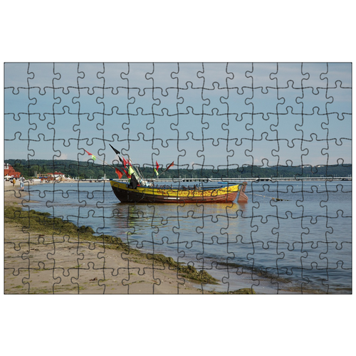 фото Магнитный пазл 27x18см."лодка, пляж, море" на холодильник lotsprints
