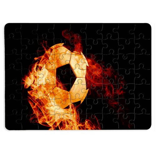 фото Пазлы coolpodarok футбол футбольный мяч в огне чёрный фон 13х18см 63 эл. магнитный