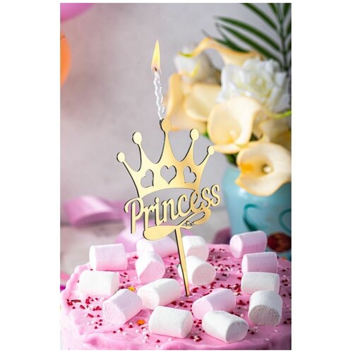 Свечи для торта топпер золото глянцевое Princess