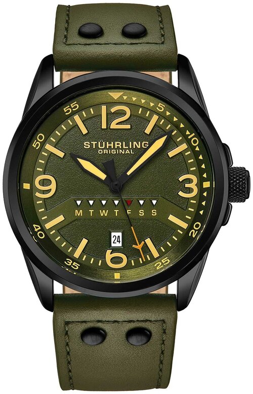 Наручные часы STUHRLING Aviator 447A.06, зеленый, черный