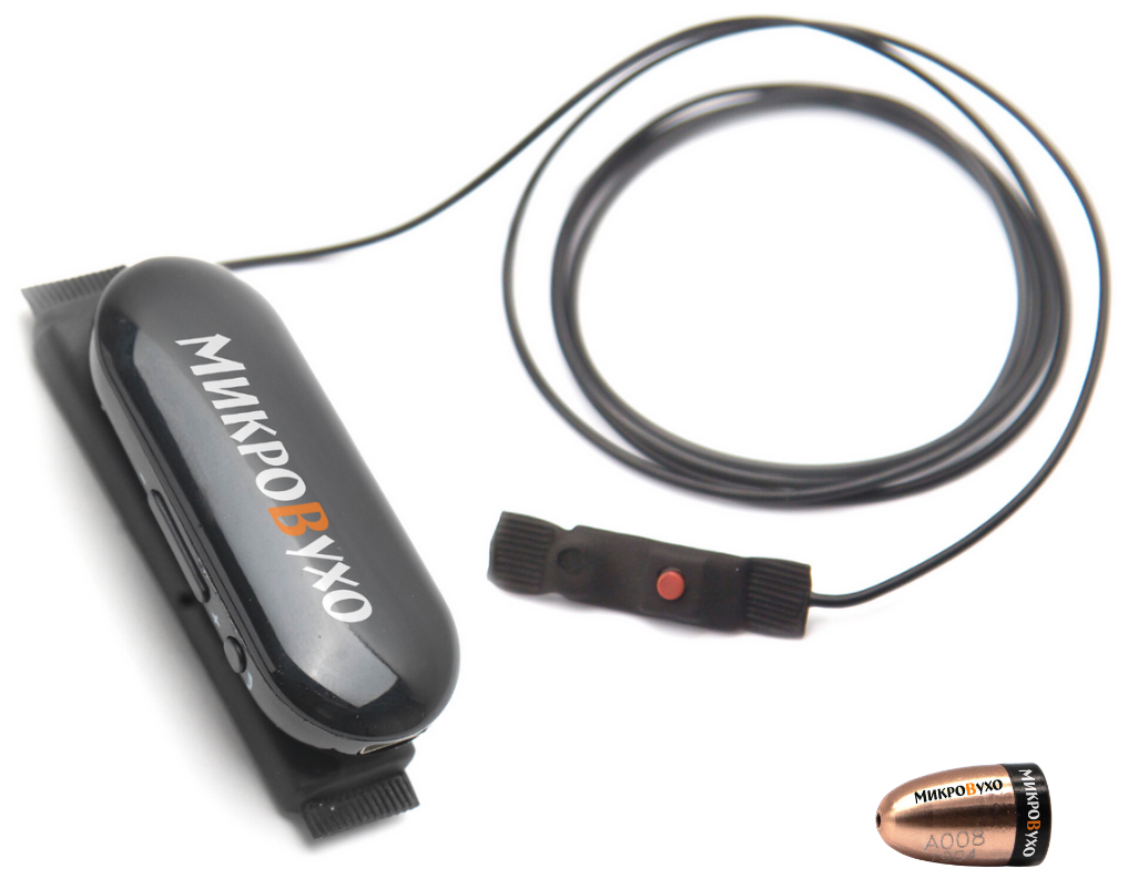 Капсульный микронаушник Premium и гарнитура Bluetooth Box PRO Plus с выносным микрофоном, кнопкой подачи сигнала, кнопкой ответа и перезвона