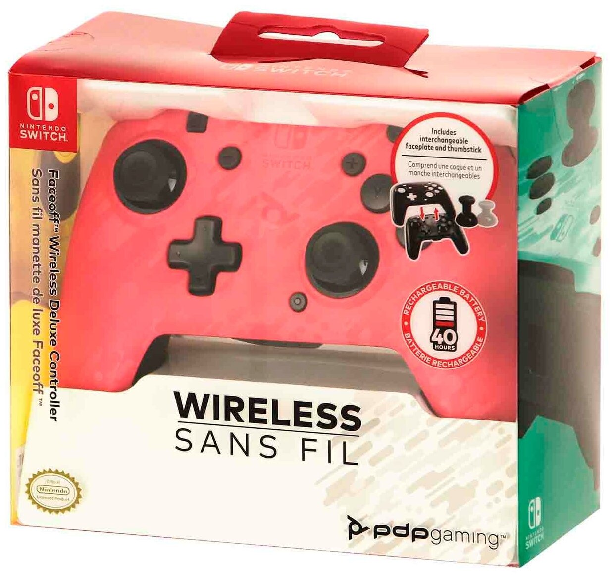 Беспроводной контроллер PDP Faceoff Wireless Deluxe Controller Pink Camo для Nintendo Switch