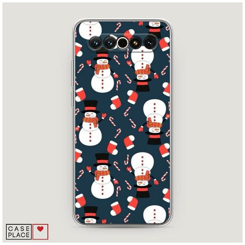 фото Силиконовый чехол "синие снеговики" на meizu 17 pro / мейзу 17 про case place
