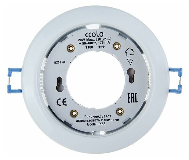 Светильник встраиваемый Ecola GX53 H4. Комплект 2 штуки. Цвет белый. - фотография № 6