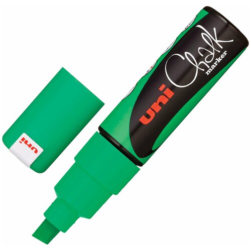 Маркер меловой UNI «Chalk», 8 мм, зеленый, влагостираемый, для гладких поверхностей