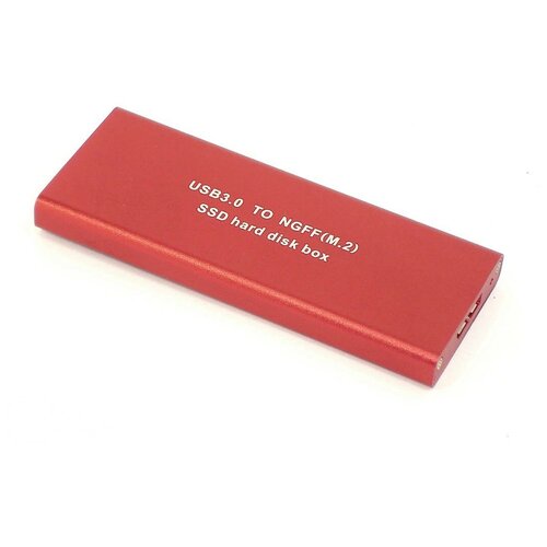 Бокс для SSD диска NGFF (M2) с выходом USB 3.0 алюминиевый, красный бокс для ssd диска amperin ngff m2 с выходом usb 3 0 алюминиевый серебристый