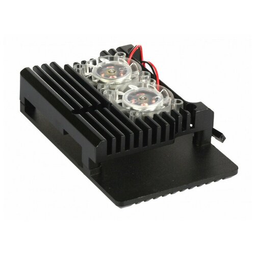 корпус qumo aluminum case with black fan raspberry pi 4 black rs022 rs022 Корпус Qumo RS012 для Raspberry Pi 4 Aluminum Case with Fans Black