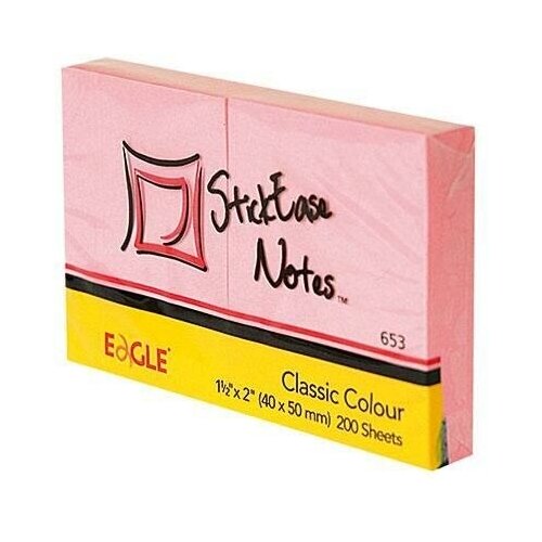 Стикеры (самоклеящийся блок) Eagle, 51х38мм, розовый пастель, 2 блока по 100 листов
