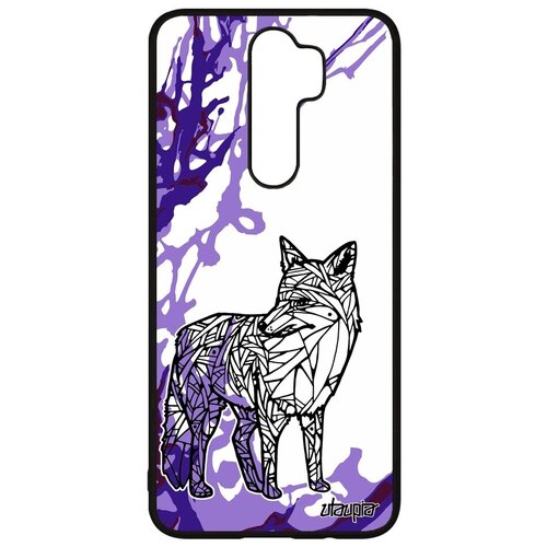 фото Защитный чехол на мобильный // xiaomi redmi note 8 pro // "лиса" стиль хищник, utaupia, фиолетовый