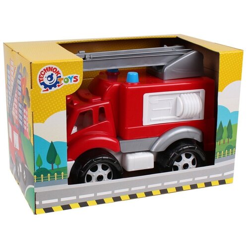 Большая пожарная машина с лестницей в подарочной упаковке 36 см технок / машинки игрушки для малышей машина каталка с телефоном красная технок т2490кр