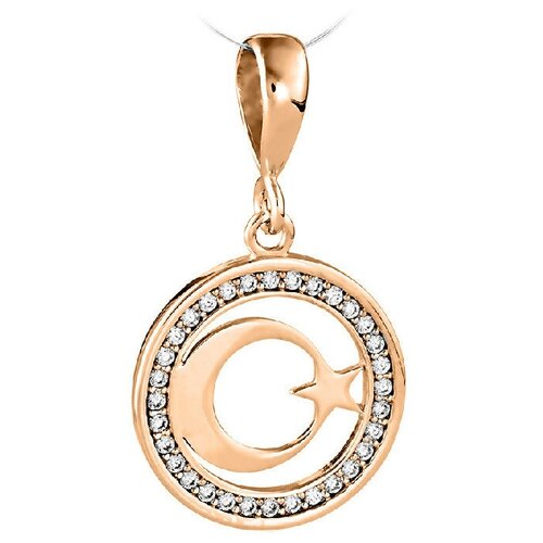 Подвеска JEDA, красное золото, 585 проба, фианит, золотистый, красный