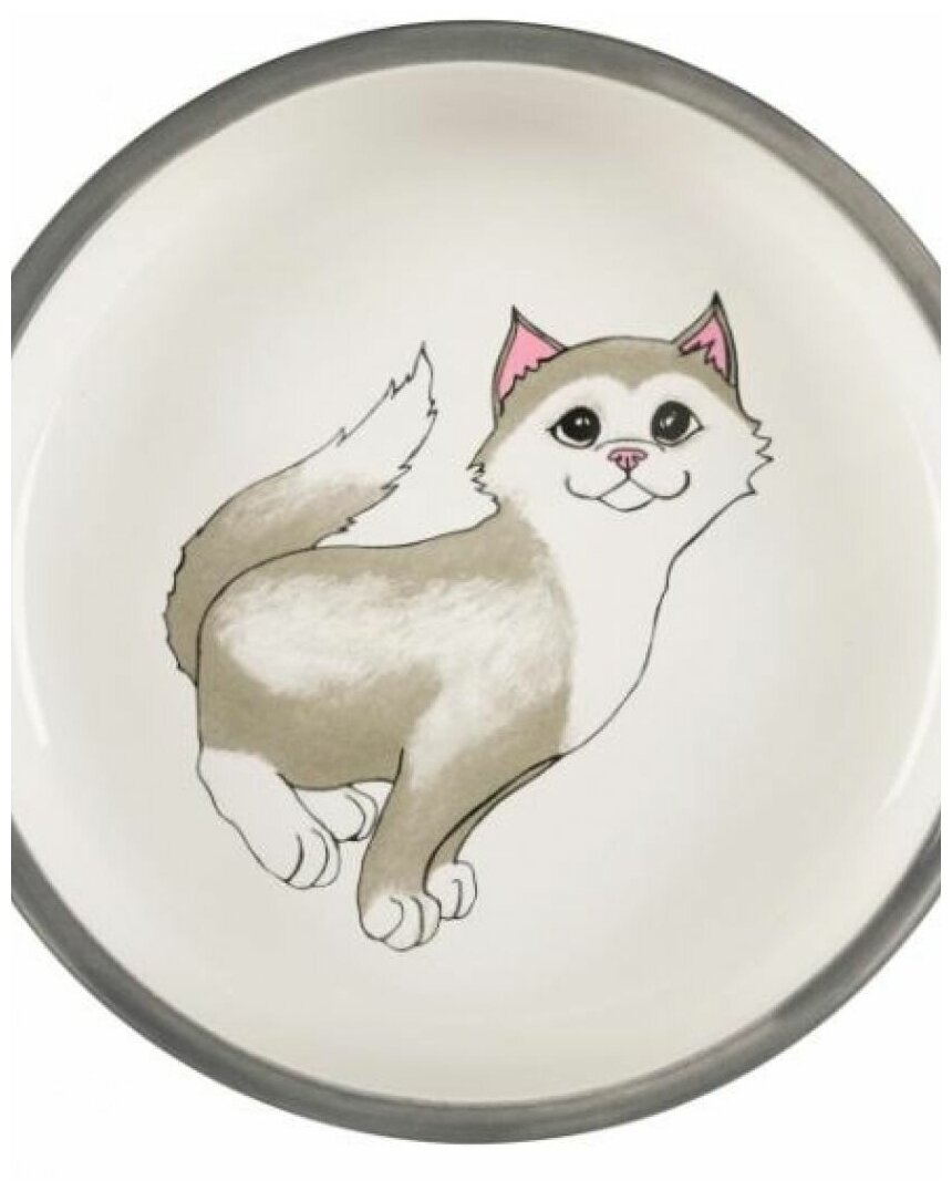 Миска для кошек Trixie Ceramic Bowl, размер 15см., серый - фотография № 5