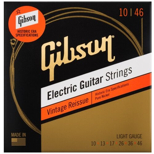 GIBSON SEG-HVR10 VINTAGE REISSUE ELECTIC GUITAR STRINGS, LIGHT GAUGE струны для электрогитары, .010-.046