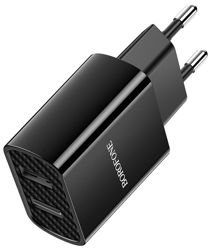 Сетевое зарядное устройство BOROFONE BA53A Powerway 2xUSB, 2.1А + кабель Type-C, 1м (черный)
