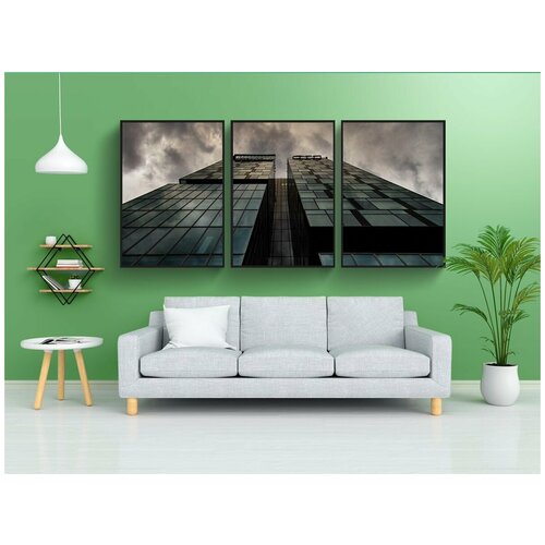 фото Набор модулных постеров для интерьера "небоскреб, окна, облачно" 60x90 см. в тубусе, без рамки lotsprints