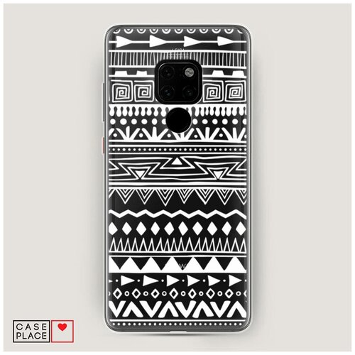 фото Чехол силиконовый huawei mate 20 узор ацтеков графика белая case place