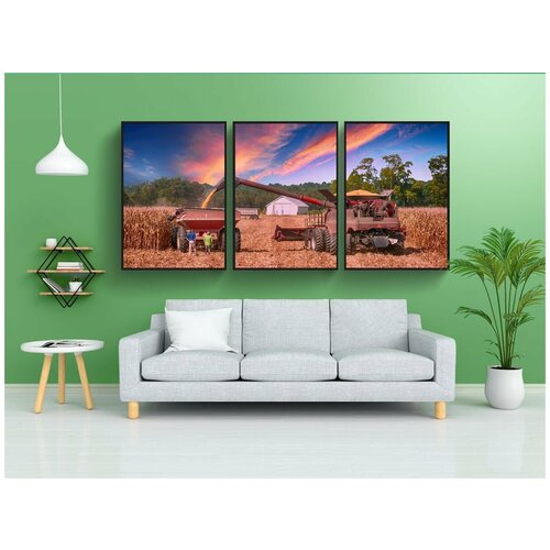 фото Набор модулных постеров для интерьера "земледелие, уборка урожая, сельское хозяйство" 60x90 см. в тубусе, без рамки lotsprints