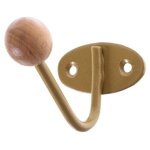 фото Крючок-вешалка с деревянным шариком, цвет золото vibrosa