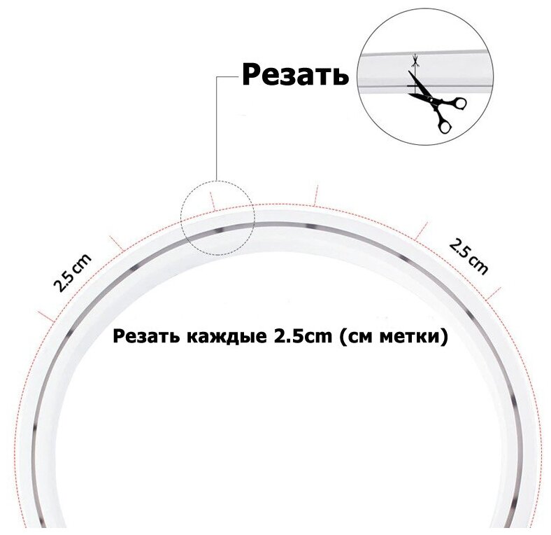 Неоновая светодиодная лента DLED 5м, 5х12мм, 12V DC, 120 LED/m, IP 67, гибкий неон, Теплый белый 3200K - фотография № 2