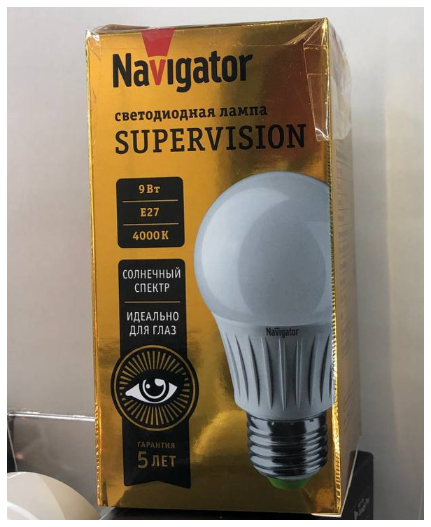 Лампочка Navigator нового поколения 80 549, груша 9 Вт, Холодный белый свет, Светодиодная, 1 шт.
