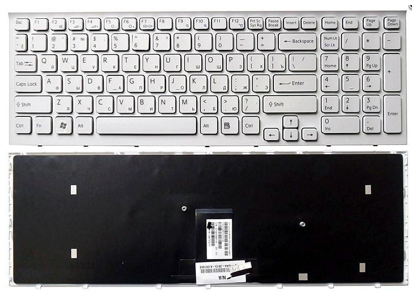 Клавиатура для ноутбука Sony Vaio VPC-EB VPCEB (белая с рамкой)