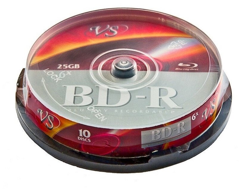 Компакт-диск VS Blu-ray BD-R 25 гб 6x Cake box 10 шт (VSBDR4CB1002)