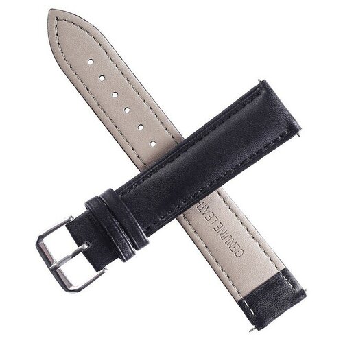 фото Ремешок для часов "bugert", 22 мм, длина 20 см, натуральная кожа, фактура крокодил, черный бренд ко