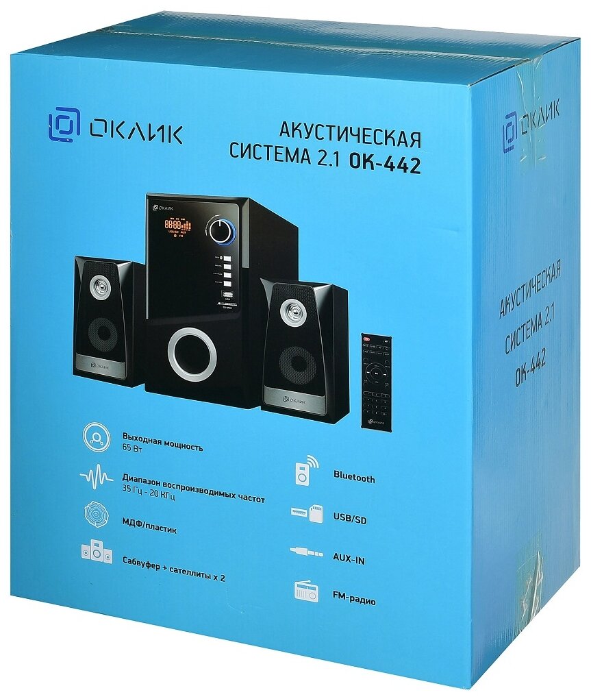 Колонки Oklick OK-442 2.1 черный 65Вт BT