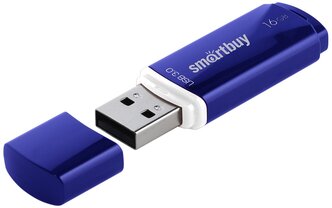 Флеш-карта SmartBuy Crown Blue, 16 Гб, USB 3.0, чтение до 140 Мб/с, синяя