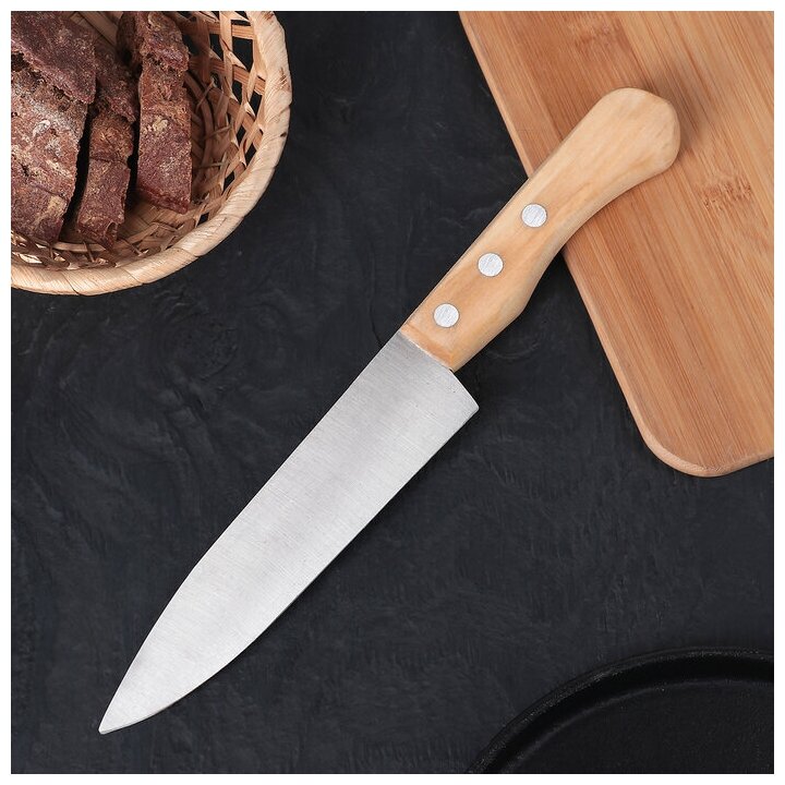 Труд Вача Нож кухонный универсальный «Поварская тройка», лезвие 18 см, с деревянной ручкой