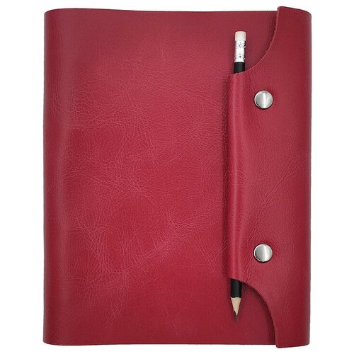 Ежедневник недатированный кожаный на кольцах А5. Красный. С застежкой на две кнопки и отделением для карандаша