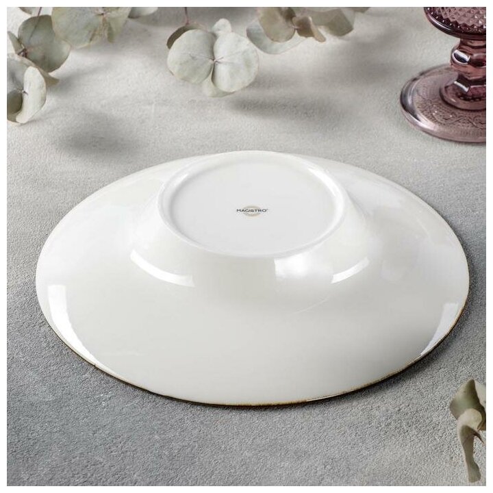 Тарелка керамическая для пасты Magistro «Церера», 160 мл, d=21 см, цвет белый - фотография № 3