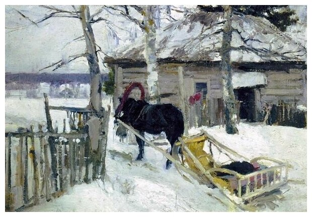 Репродукция на холсте Зима (Winter) №3 Коровин Константин 58см. x 40см.