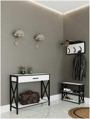 Консоль, туалетный столик Лофт 90х30 см, белый/черный