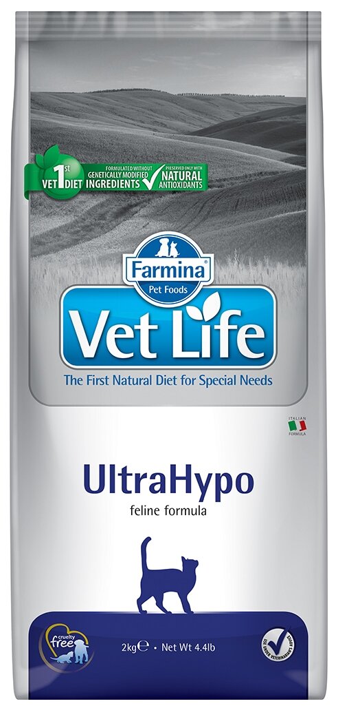 Сухой корм для кошек Farmina Vet Life UltraHypo при аллергии при проблемах с ЖКТ (мусс)