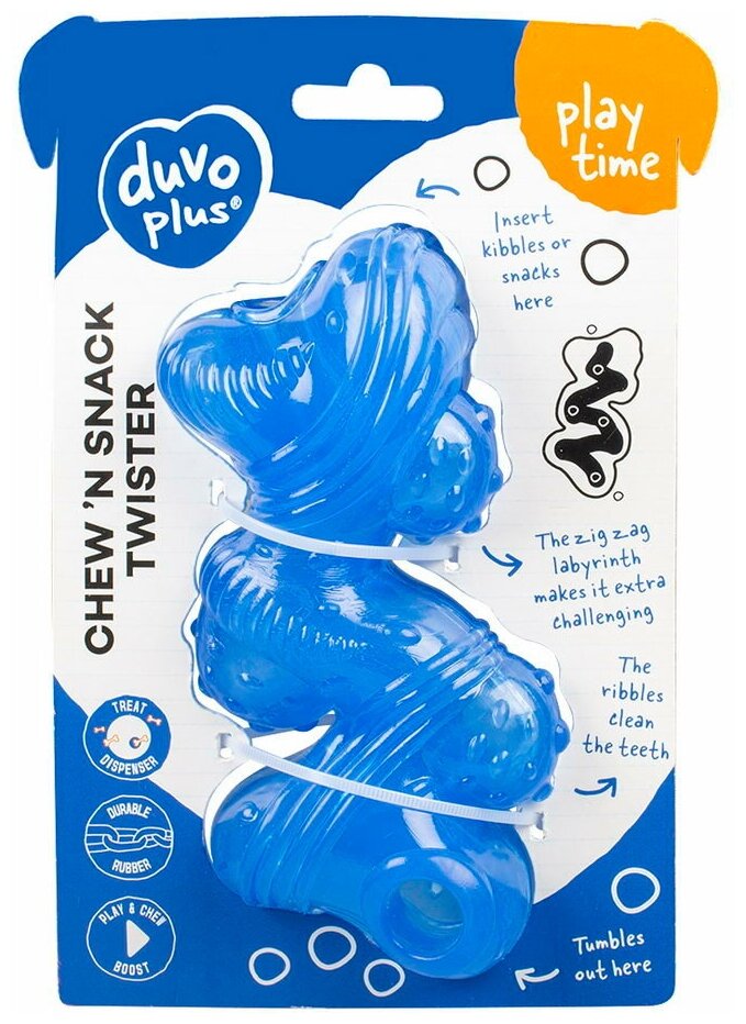 DUVO+ Игрушка для собак резиновая для лакомств "Чистые зубки", синяя, 16.5x7x7см (Бельгия) - фото №1