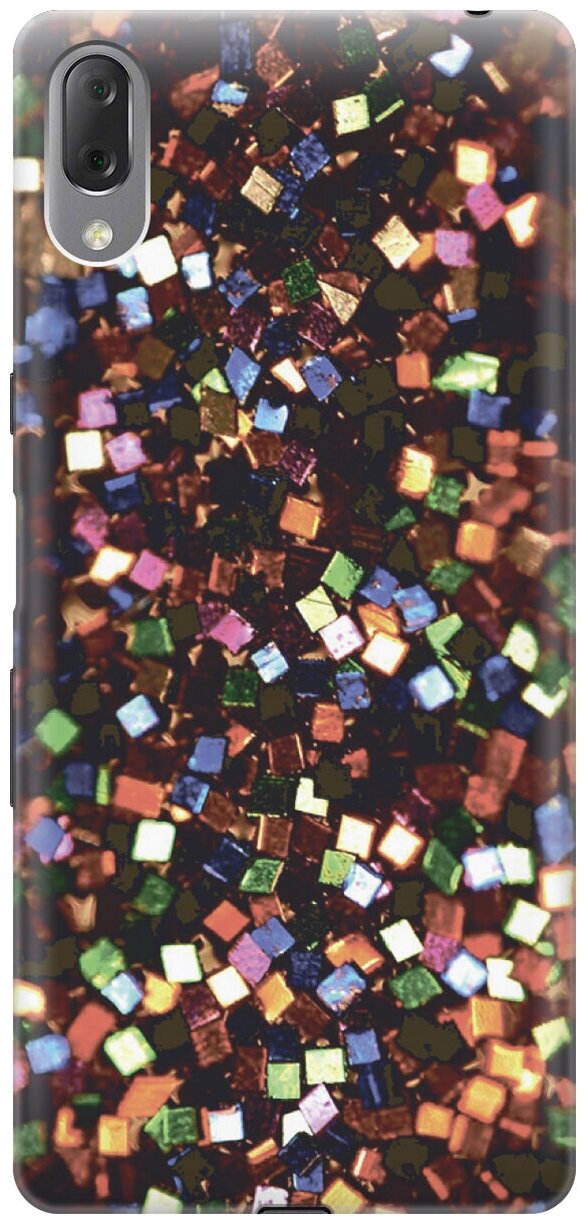 Силиконовый чехол на Sony Xperia L3, Сони Иксперия Л3 с эффектом блеска "Разноцветные конфетти"