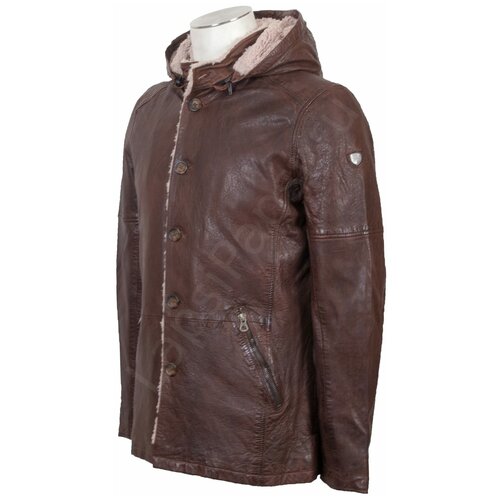 Кожаная куртка , размер 3XL, коричневый
