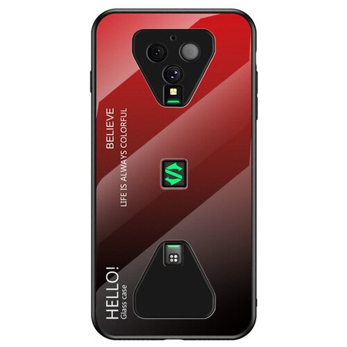 фото Чехол-бампер mypads для xiaomi black shark 3 5g стеклянный из закаленного стекла с эффектом градиент зеркальный блестящий переливающийся красный