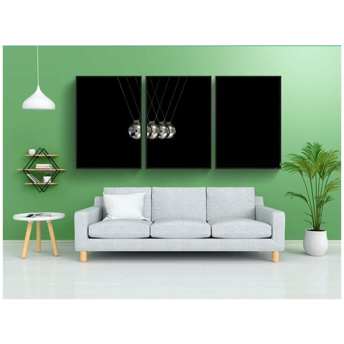 фото Набор модулных постеров для интерьера "пульс, ньютон маятник, физика" 60x90 см. в тубусе, без рамки lotsprints