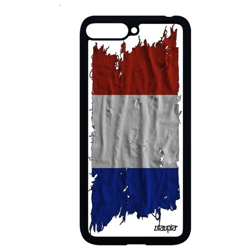 фото Защитный чехол на телефон // huawei y6 2018 // "флаг франции на ткани" патриот страна, utaupia, белый