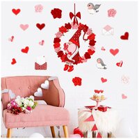 Наклейки интерьерные VEROL "Гномы и сердечки" на 14 февраля декор на День святого Валентина, валентинки, декоративные наклейки для интерьера на стену